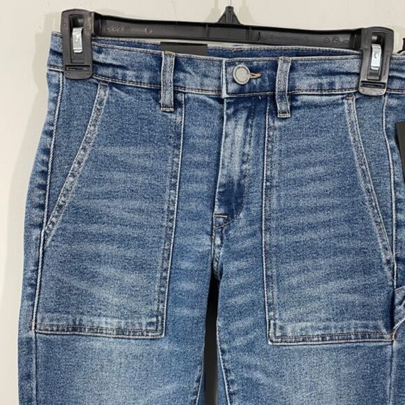 NWT Blank NYC Utility Carpenter Jeans Size 25 Cropped Straight Leg‎ Denim Blue - Picture 8 of 9